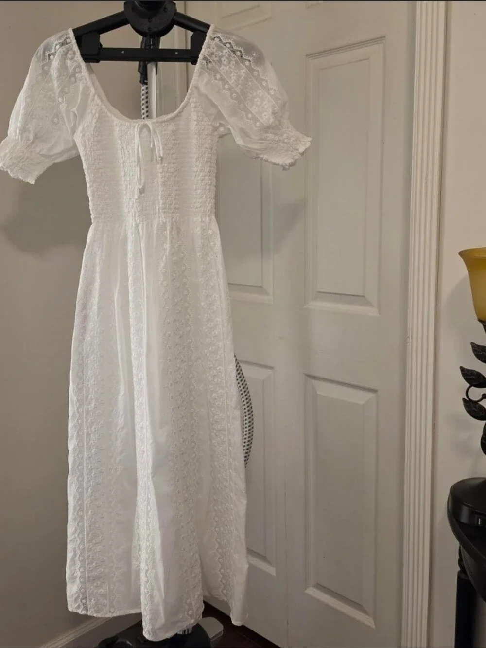 Hill House Madeline Nap Dress — White Broaderie Viole Puff-Sleeve Maxi